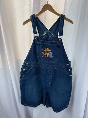 Disney Vintage 90s Winnie The Pooh Suspender Bib Overalls/ Overall Shorts Plus